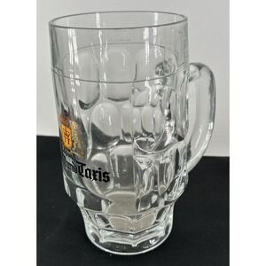 German Beer Stein Handled Clear Glass Thurn & Taris 0.4 L 6" Tall x 3.25" W VTG